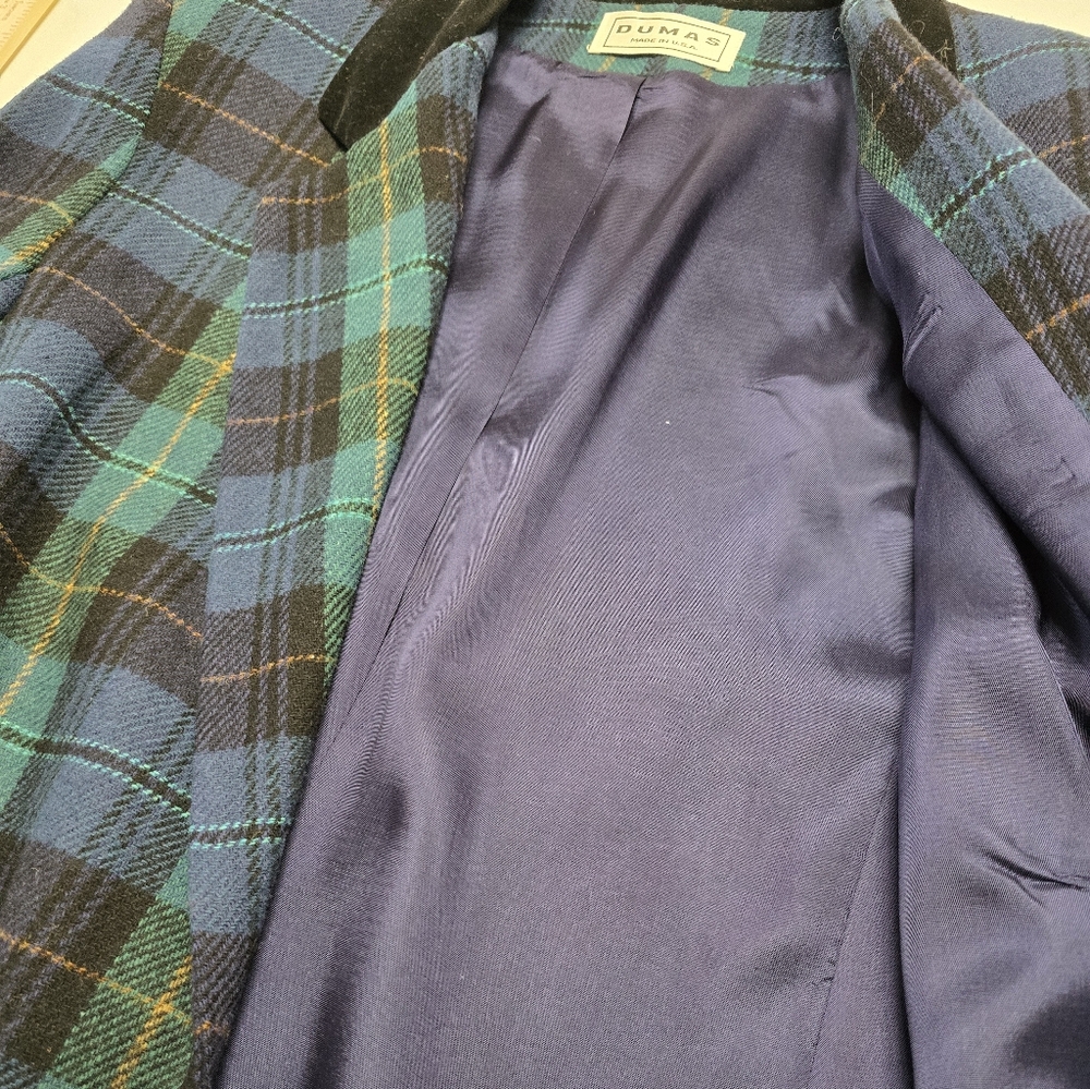 Dumas Blue and Green Plaid Women's Jacket Med Size - Picture 3 of 5
